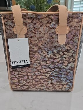 Consuela Pink Metallic Floral Tote